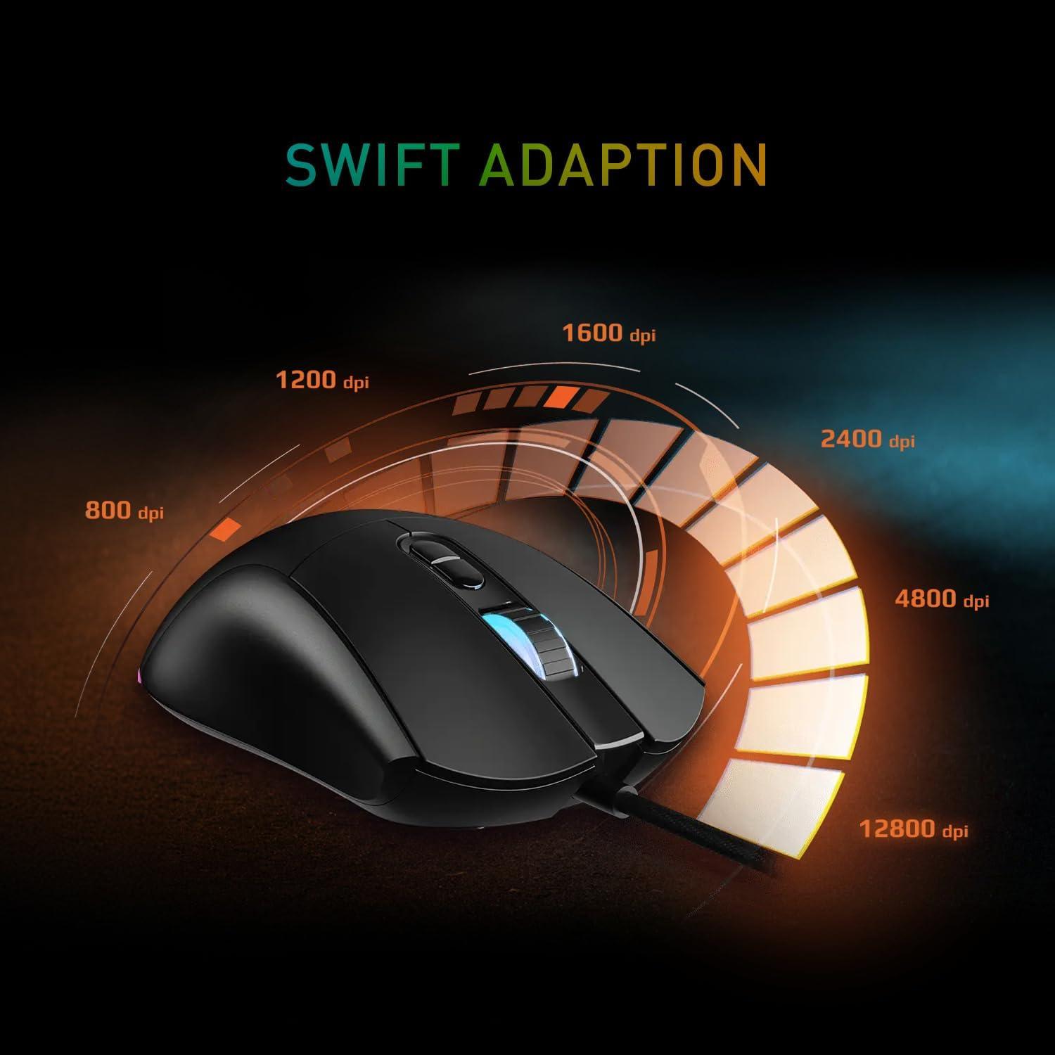 imagemsi Forge GM320 Gaming Mouse 12800 DPI 20M Clicks Micro Switch Optical Sensor Ergonomic Ambitextrous Hand Design RGB Light