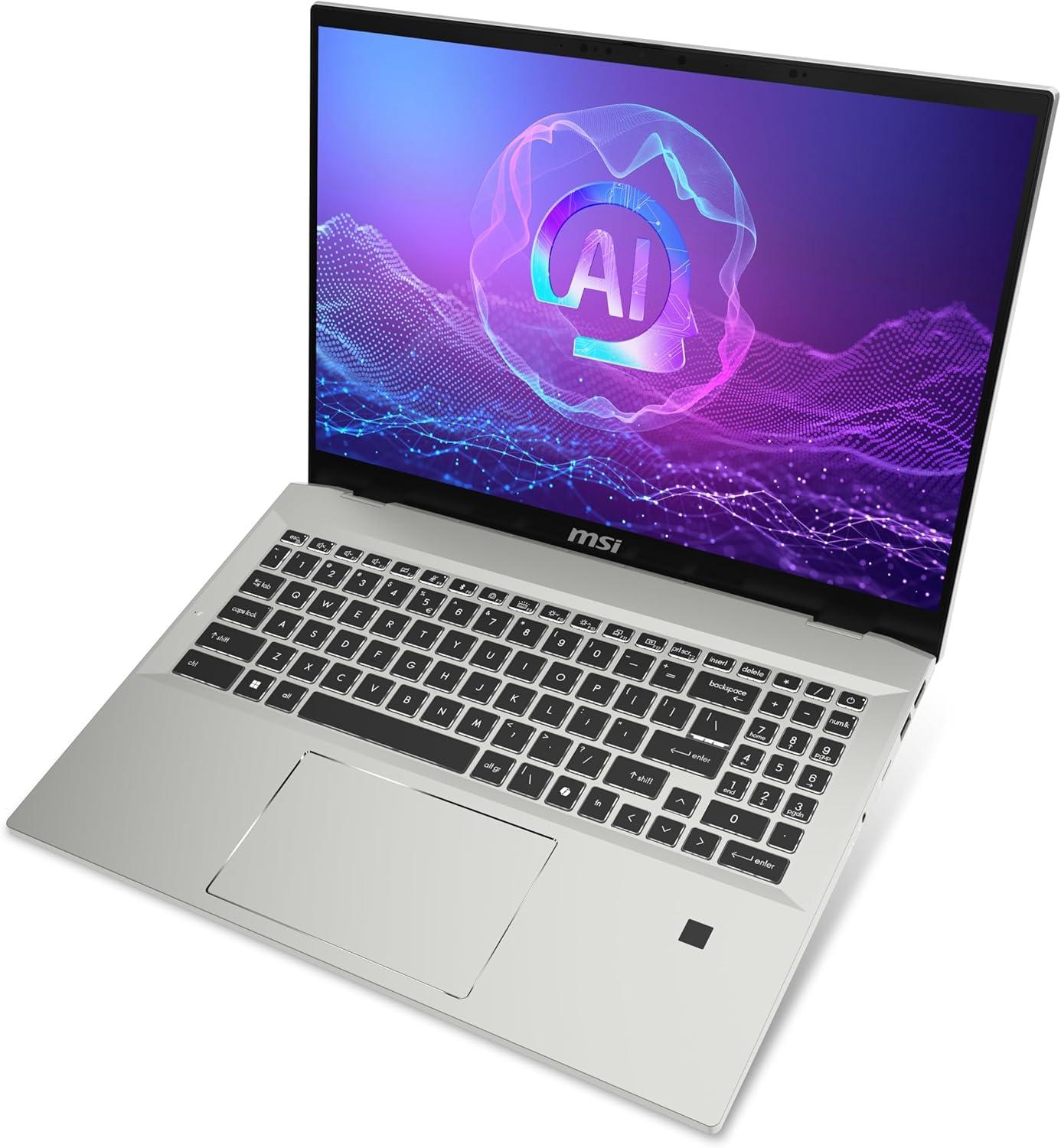 imagemsi Prestige A16 AI 2025 16 UHD OLED Business Laptop AMD Ryzen AI 9365 Radeon Graphics 32GB LPDDR5x 1TB NVMe SSD TypeC WiFi 7 Win 11 Home Urban Silver A3HMG207US