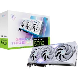 MSI Gaming RTX 5080 16G Gaming Trio OC White Graphics Card (16GB GDDR7, 256-bit, Extreme Clock TBD MHz, DisplayPort x 3 2.1a, HDMI 2.1b, NVIDIA Blackwell Architecture)