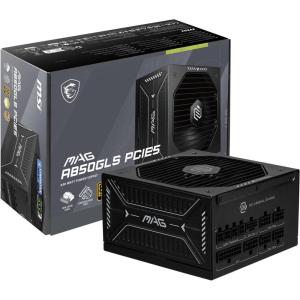 MSI MAG A850GLS PCIE5, Fully Modular Compact Gaming 850W Power Supply, 80+ Gold, ATX 3.1 & PCIe 5.1 Ready, Native Dual-Color 12V-2×6 Cable, Low-Noise, Embossed Jacket Cables, 10 Year Warranty(850 W)