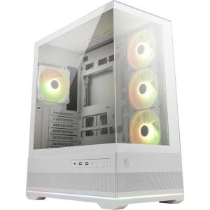 MSI MAG PANO 110R PZ White – Mid-Tower Gaming PC Case – Tempered Glass Side Panel – 3 x 120mm ARGB Fans – Liquid Cooling Support up to 360mm Radiator – Mesh Panel for Optimized Airflow