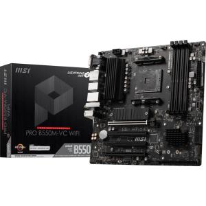MSI PRO B550M-VC WiFi ProSeries Motherboard (AMD Ryzen 5000 Series, AM4, DDR4, PCIe 4.0, SATA 6Gb/s, M.2, USB 3.2 Gen 2, HDMI/DP, Wi-Fi 6E, Bluetooth 5.2, mATX)(9.6″ x 9.6″)