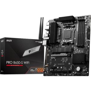 MSI PRO B650-S WiFi V1 Motherboard, ATX – Supports AMD Ryzen 9000/8000 / 7000 Series Processors, AM5 – DDR5 Memory Boost 6000+MHz/OC, 2 x PCIe 4.0 x16, 2 x M.2 Gen4, Wi-Fi 6E(PRO B650-S WIFI)