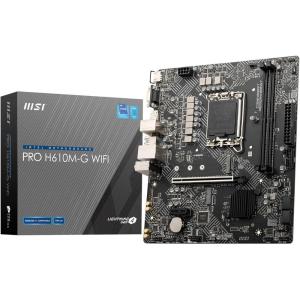 MSI PRO H610M-G WiFi Motherboard, Micro-ATX – Supports Intel Core 14th, 13th and 12th Gen Processors, LGA 1700 – DDR5 Memory Boost 5600MHz/MAX, PCIe 4.0 x16 Slot, M.2 Gen3 Slot, Wi-Fi 6E, BT 5.3
