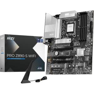 MSI PRO Z890-S WiFi ProSeries Motherboard (Support Core Ultra Series 2 Intel Processors, LGA 1851, DDR5, PCIe 5.0, M.2, SATA, 2.5Gbps LAN, USB Type-C, Wi-Fi 7, Bluetooth 5.4, Thunderbolt 4, ATX)