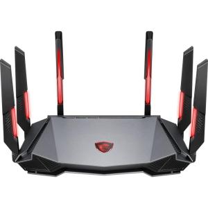 MSI Radix AXE6600 WiFi 6E Tri-Band Gaming Router, AI QoS, RGB, 1.8GHz Quad-Core Processor, MU-MIMO, Tri Band Gigabit Wireless, 8-Stream, High Speed Long Range Gaming Router
