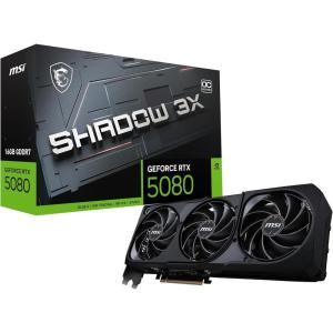 msi Gaming RTX 5080 16G Shadow 3X OC Graphics Card (16GB GDDR7, 256-bit, Extreme Clock TBD MHz, DisplayPort x 3 2.1a, HDMI 2.1b, NVIDIA Blackwell Architecture)