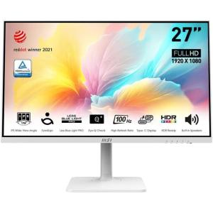 msi Modern MD2712PW 27-inch IPS 1920 x 1080 (FHD) Computer Monitor, Adaptive-Synch, HDR Ready, HDMI, USBC 15W Power Delivery, Speaker, VESA Mountable, Height Adjustable, 1ms, White(laptop)