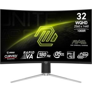 msi MAG 325CQRF QD E2 31.5-inch 2560 x 1440 (QHD) Computer Monitor, 180Hz, Adaptive-Sync, HDMI, DP Port, VESA Mountable, Tilt, Speaker, 0.5ms, Black