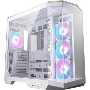 MSI MAG PANO 100R PZ White – Premium Mid-Tower Gaming PC Case – Tempered Glass Side Panel – 4X ARGB 120mm Fans – Liquid Cooling Support up to 360mm Radiator – White Color Case