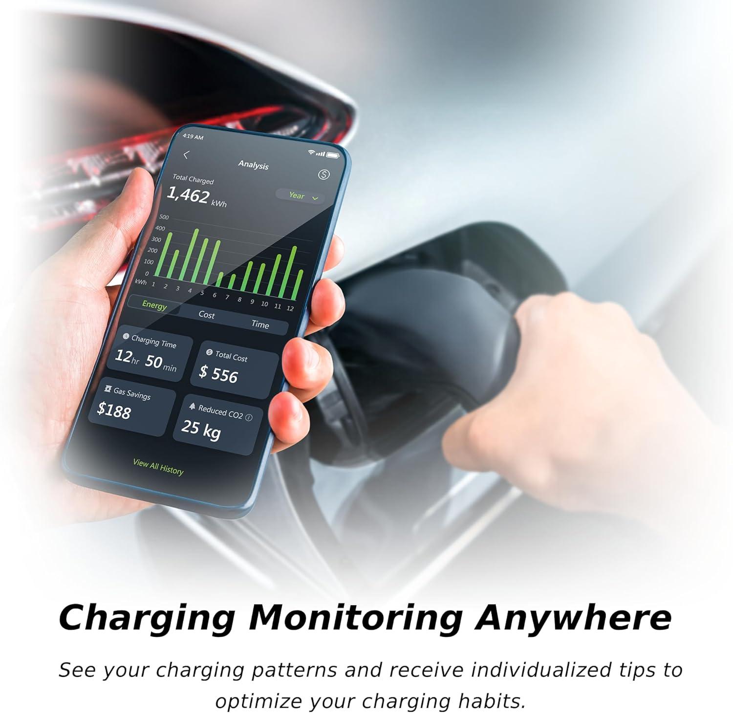 imageMSI EV Premium NACS NEMA 1450 Level 2 Charger 240V 40A 96KW IP55 RatedWater and dust Resistant IK08 Impact Resistant UL2594 Certified Energy Star 5 Years Warranty