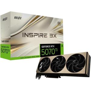 msi Gaming RTX 5070 TI 16G Inspire 3X OC Graphics Card (16GB GDDR7, 256-bit, Extreme Performance: 2497 MHz, DisplayPort x 3 2.1a, HDMI 2.1b, NVIDIA Blackwell Architecture)