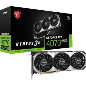 MSI Gaming RTX 4070 Super 12G Ventus 3X OC Graphics Card (NVIDIA RTX 4070 Super, 192-Bit, Extreme Clock: 2520 MHz, 12GB GDRR6X 21 Gbps, HDMI/DP, Ada Lovelace Architecture)