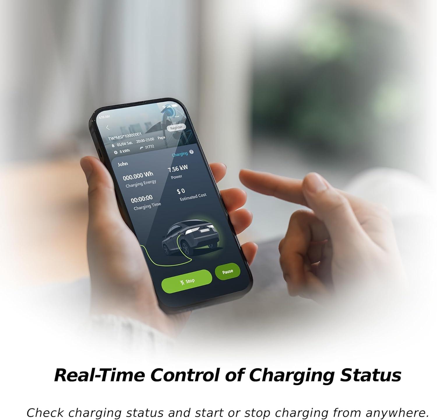 imageMSI EV Premium NACS Hardwired Level 2 Charger 240V 60A 144 kW IP55 RatedWater and dust Resistant IK08 Impact Resistant UL2594 Certified Energy Star 5 Years Warranty