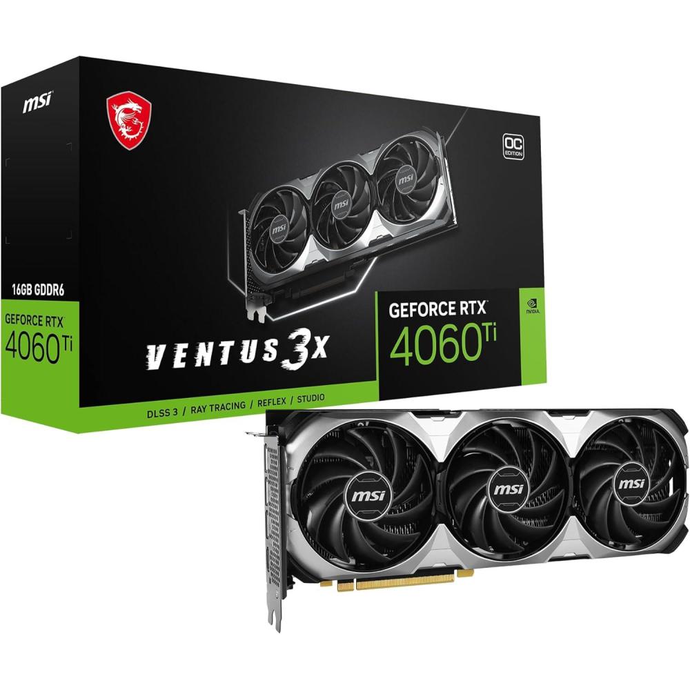 imageMSI Gaming GeForce RTX 4060 Ti 16GB GDRR6 Extreme Clock 2625 MHz 128Bit HDMIDP Nvlink TORX Fan 40 Ada Lovelace Architecture Graphics Card RTX 4060 Ti Ventus 3X 16G OC
