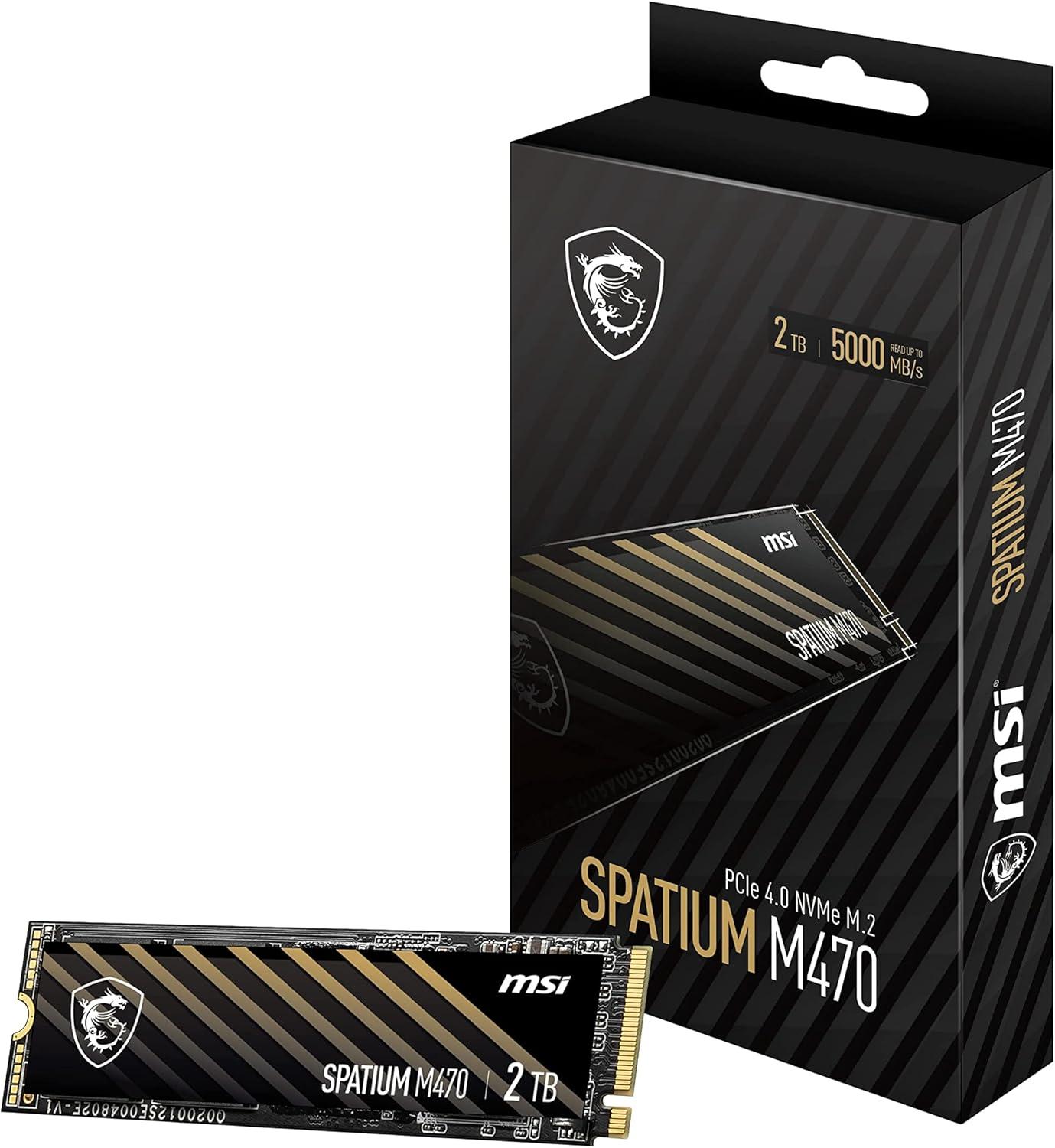 imageMSI SPATIUM M470 PCIe 40 NVMe M2 2TB Internal SSD PCIe Gen4 NVMe 13 3D NAND 3300 TBW