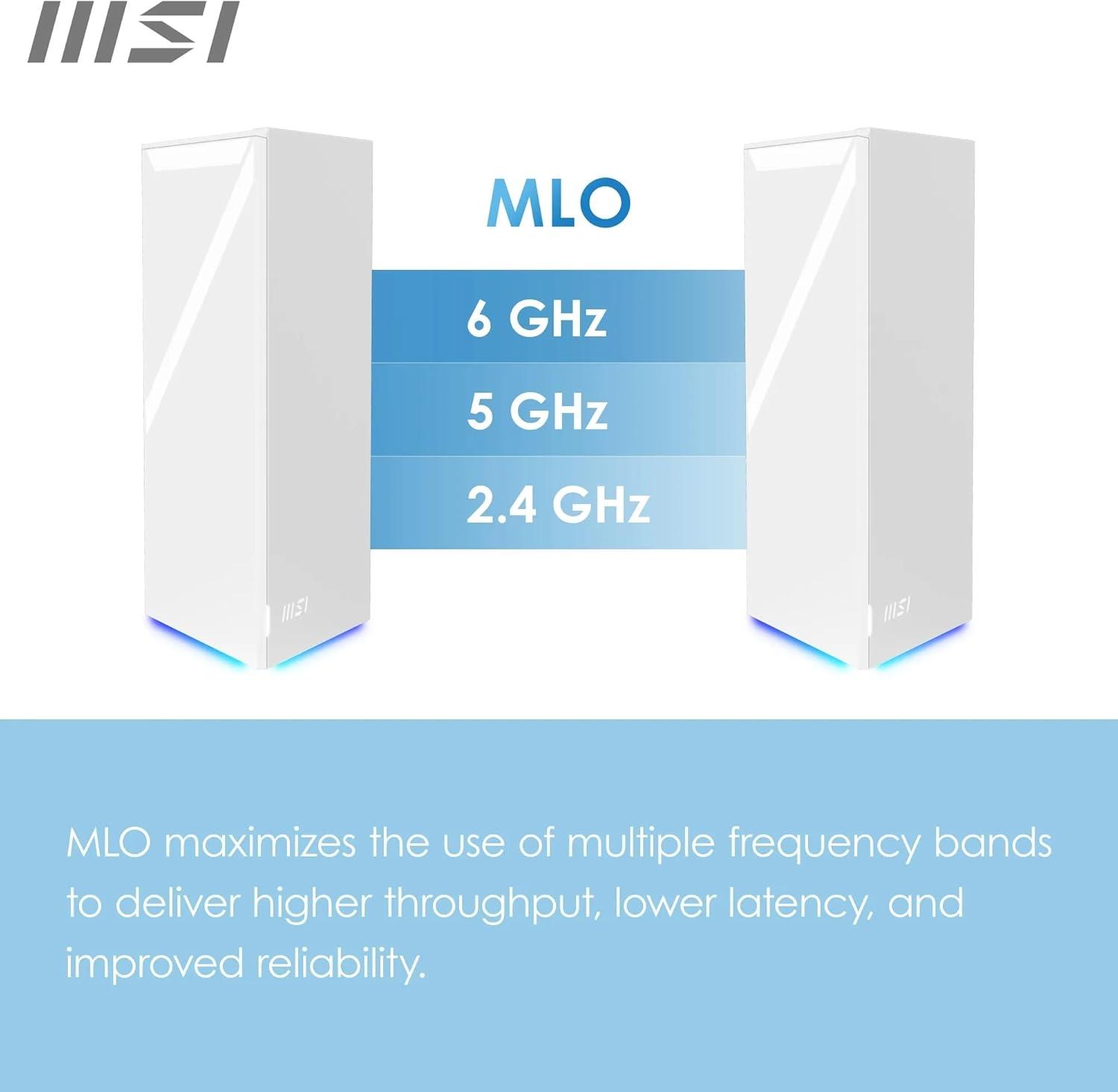 imageMSI Roamii BE Pro Mesh System 2 Pack WiFi 7 BE11000Mbps Whole Home WiFi System 25G Ports Security and Parental Controls VPN Supported
