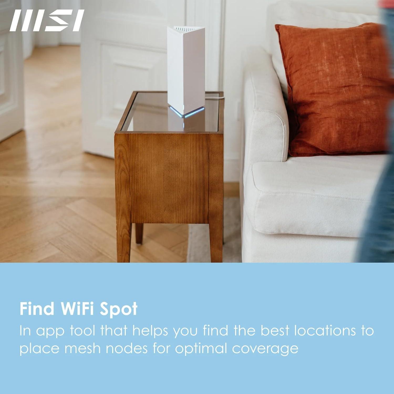 imageMSI Roamii BE Pro Mesh System 2 Pack WiFi 7 BE11000Mbps Whole Home WiFi System 25G Ports Security and Parental Controls VPN Supported