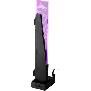 msi MPG ARGB Graphics Card Stand – Prevents Graphics Card Bending, 8mm Tempered Glass, Magnetic Base, Tool-Free Installation