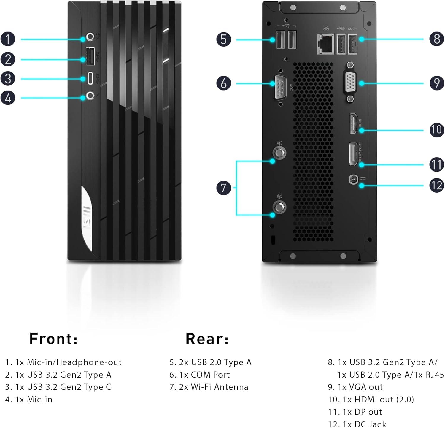imagemsi PRO DP20ZA MFF Desktop AMD Ryzen R55600G Radeon Vega 7 8GB Memory 1TB SSD WiFi 5 USB TypeC Black Windows 11 Pro 5M234US