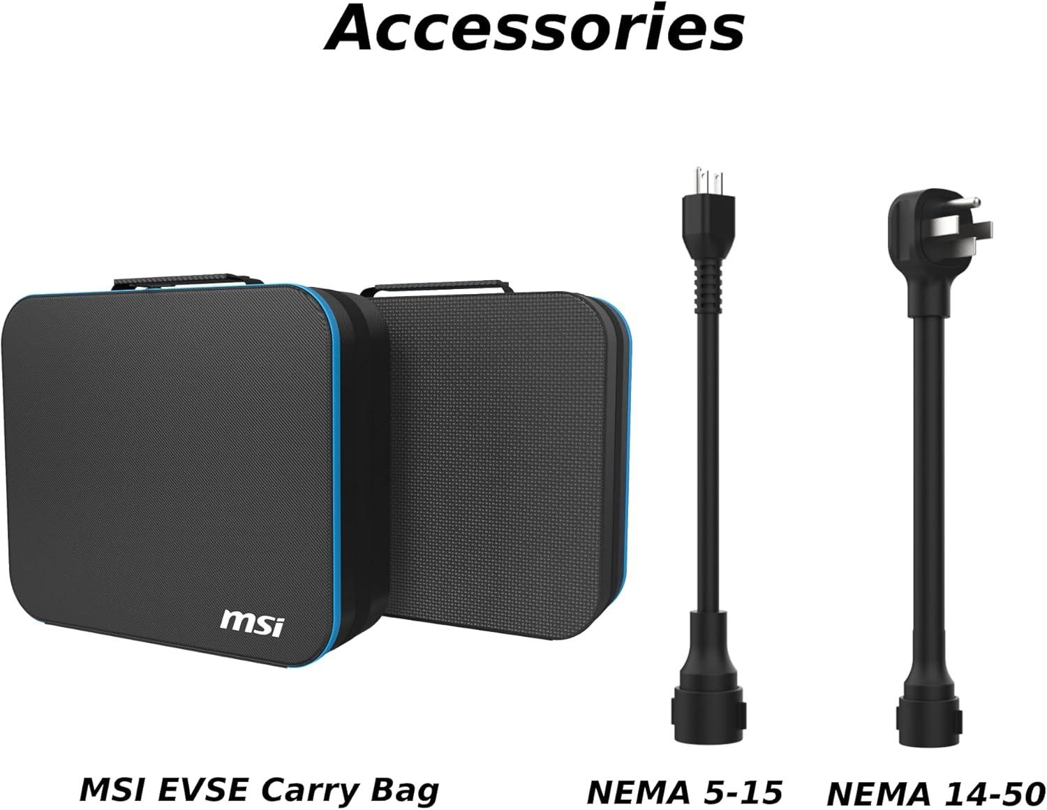 imageMSI EZgo NACS 40A96Kw Level 12 Portable Charger with NEMA 515ampNEMA 1450 Plug GrayEZgo US 40A 1 phase BT012US