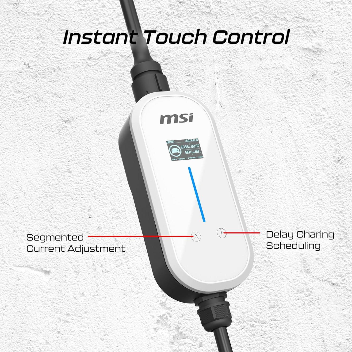 imageMSI EZgo NACS 40A96Kw Level 12 Portable Charger with NEMA 515ampNEMA 1450 Plug GrayEZgo US 40A 1 phase BT012US