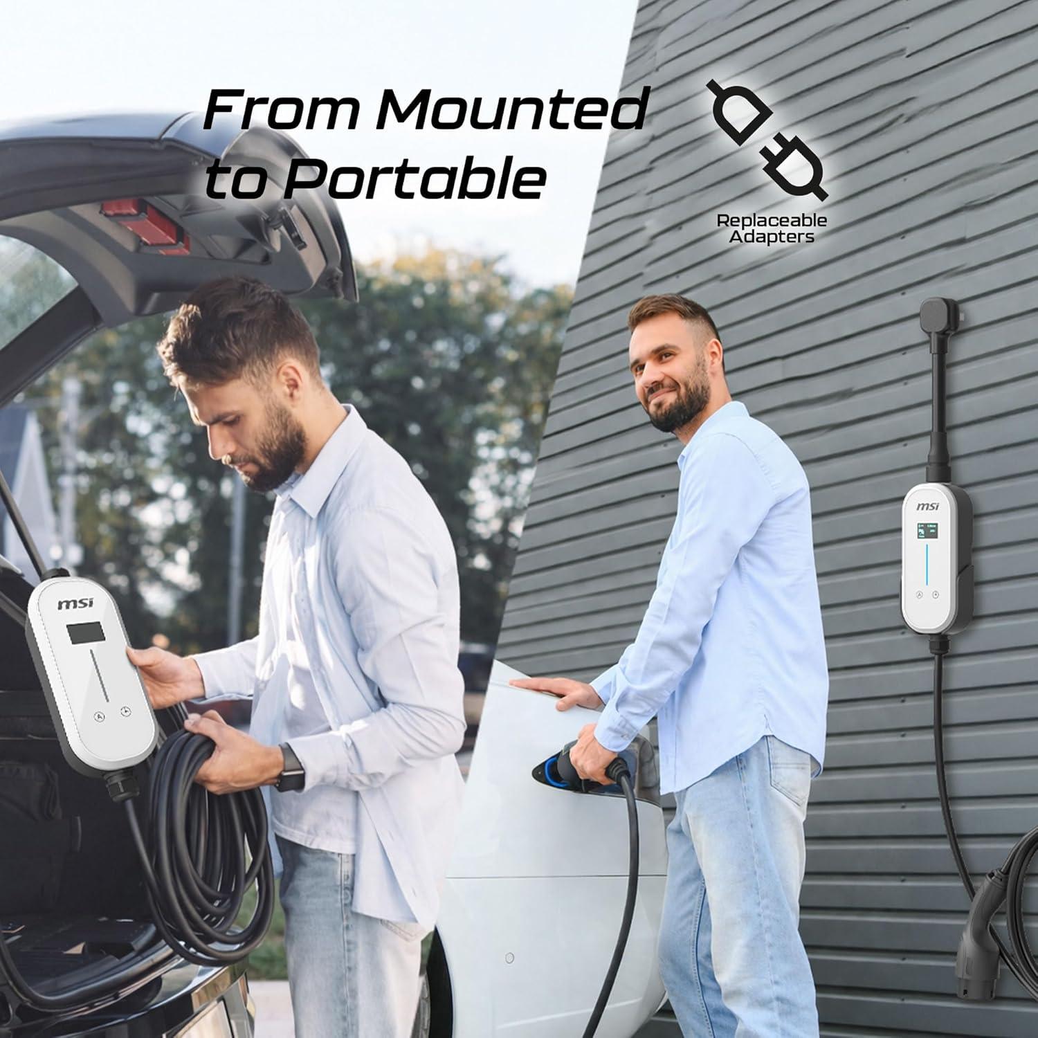 imageMSI EZgo NACS 40A96Kw Level 12 Portable Charger with NEMA 515ampNEMA 1450 Plug GrayEZgo US 40A 1 phase BT013US