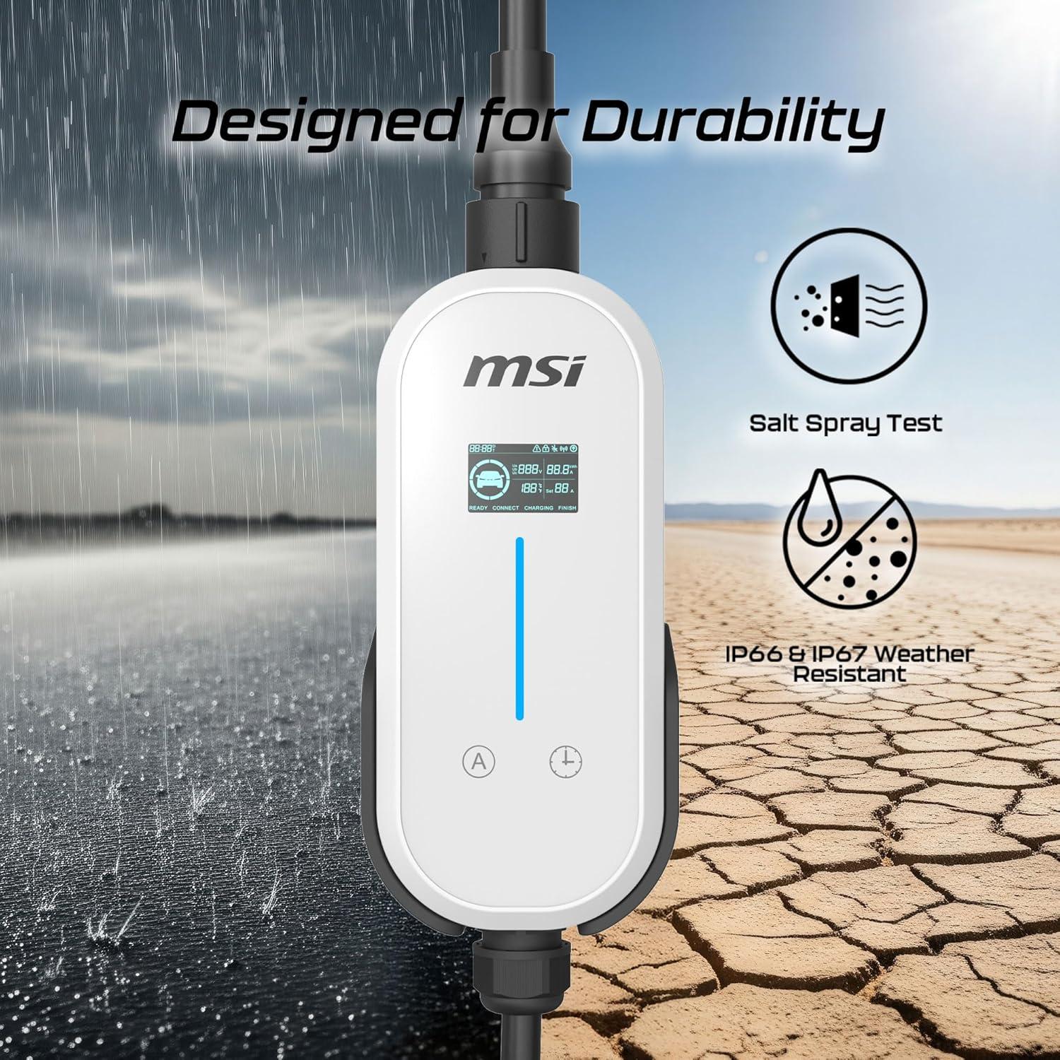 imageMSI EZgo NACS 40A96Kw Level 12 Portable Charger with NEMA 515ampNEMA 1450 Plug GrayEZgo US 40A 1 phase BT013US
