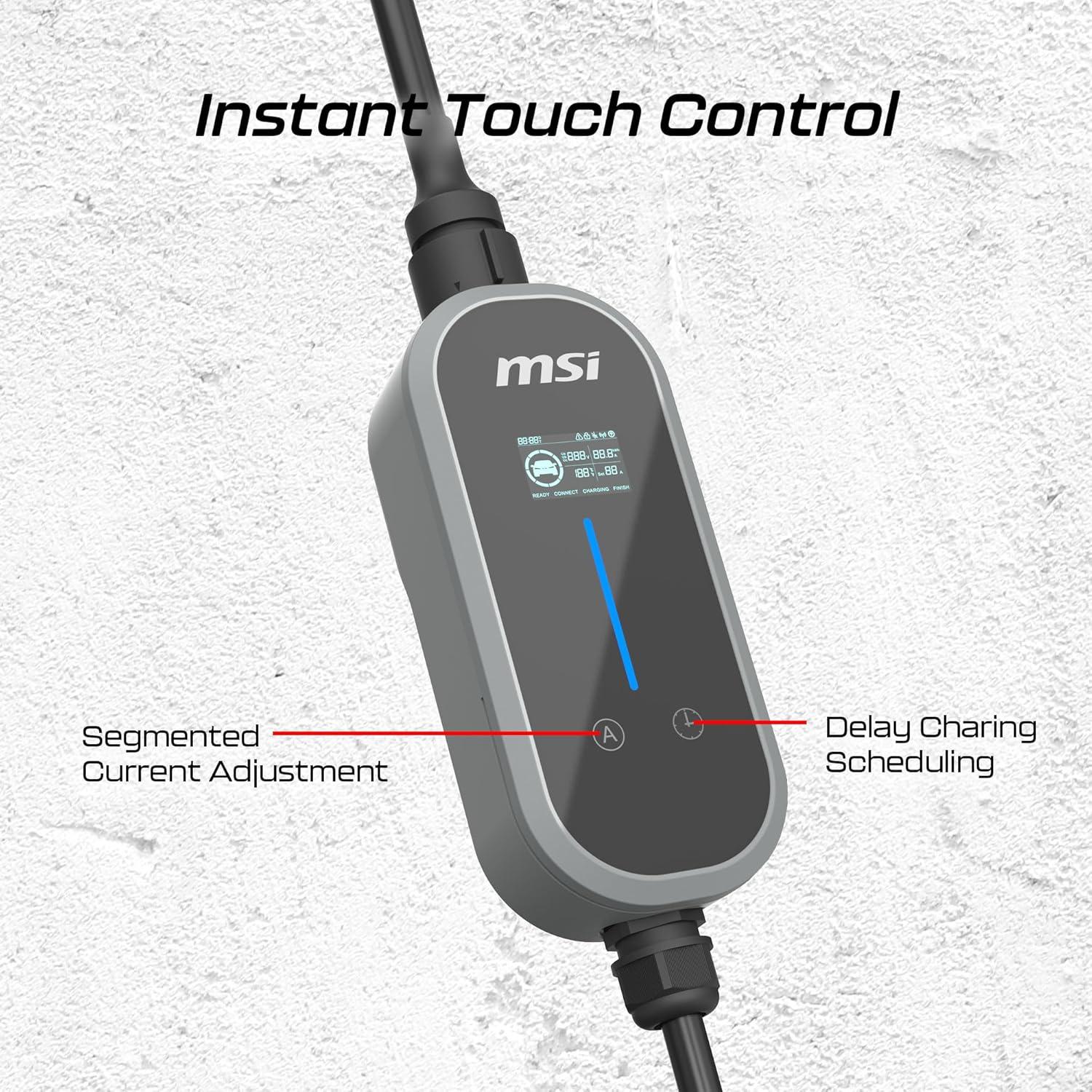 imageMSI EZgo NACS 40A96Kw Level 12 Portable Charger with NEMA 515ampNEMA 1450 Plug GrayEZgo US 40A 1 phase BT014US