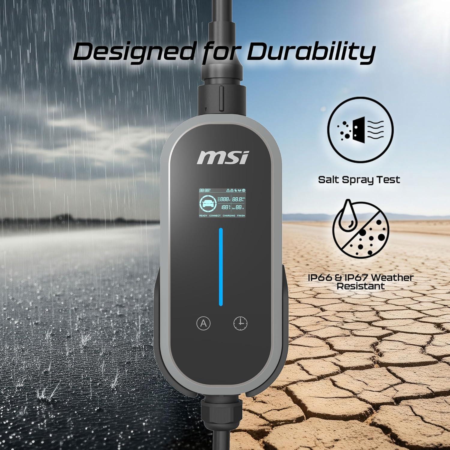 imageMSI EZgo NACS 40A96Kw Level 12 Portable Charger with NEMA 515ampNEMA 1450 Plug GrayEZgo US 40A 1 phase BT014US