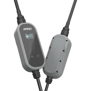 MSI EZgo NACS, 40A/9.6Kw, Level 1/2 Portable Charger with NEMA 5-15&NEMA 14-50 Plug, Gray(EZgo US 40A 1 phase BT-014US)