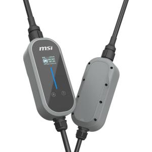 MSI EZgo NACS, 40A/9.6Kw, Level 1/2 Portable Charger with NEMA 5-15&NEMA 14-50 Plug, Gray(EZgo US 40A 1 phase BT-015US)