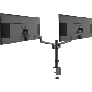 MSI PRO MT81D – Premium Aluminum Dual Monitor Stand Arms, Supports 17-32″ & 17.6 lbs per Screen, VESA Compatible, Adjustable Desk Mount, Clamp & Grommet Base, Quick Release Plate – Black