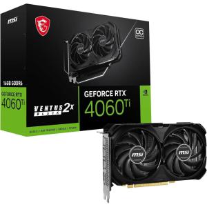 MSI Gaming GeForce RTX 4060 Ti 16GB GDRR6 Extreme Clock: 2625 MHz 128-Bit HDMI/DP Nvlink TORX Fan 4.0 Ada Lovelace Architecture Graphics Card (RTX 4060 Ti Ventus 2X Black 16G OC)