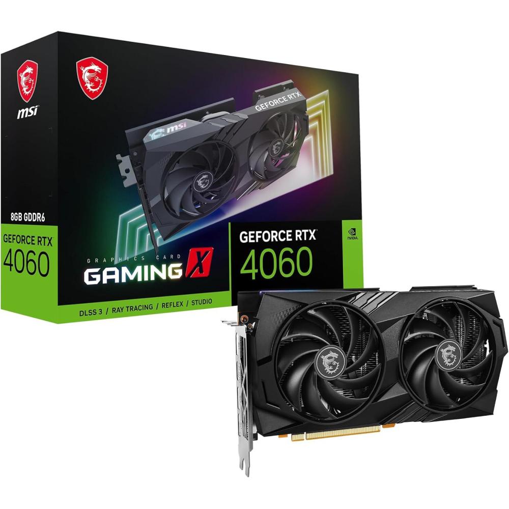imageMSI Gaming GeForce RTX 4060 8GB GDRR6 Extreme Clock 2610 MHz 128Bit HDMIDP Nvlink TORX Fan 40 Ada Lovelace Architecture Graphics Card RTX 4060 Gaming X 8G