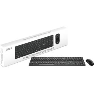MSI Forge K210 W Combo, Wireless Mouse and Keyboard with Scissor Switches, Long-Range 2.4Ghz Wireless, Rechargable Power, Hotkeys for Rapid Control, Optical Sensor, 1600 DPI, Micro Switch