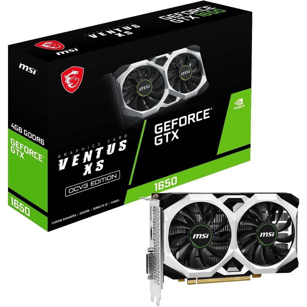 imagemsi Gaming GeForce GTX 1650 128Bit HDMIDPDVI 4GB GDRR6 HDCP Support DirectX 12 VR Ready OC Graphics Card GTX 1650 D6 Ventus XS OCV3