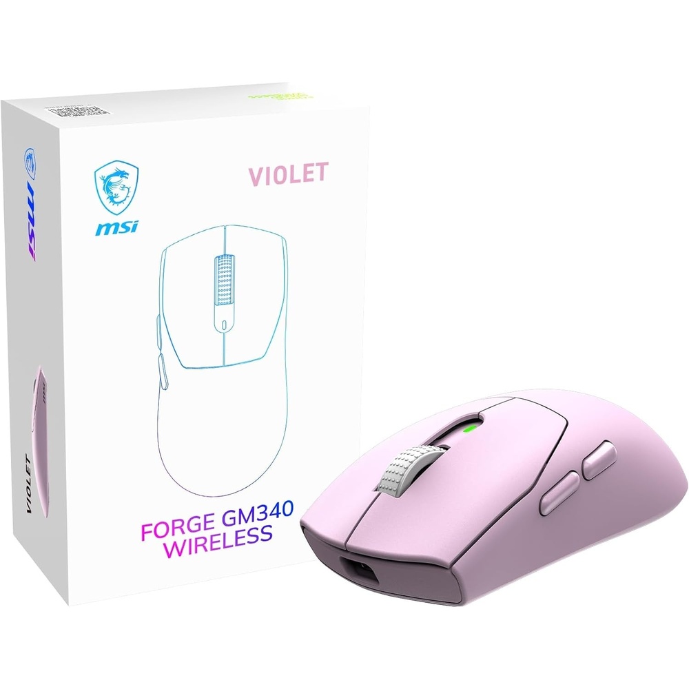 image:imagemsi Forge GM340 W Sky Gaming Mouse 12800 DPI 50M Clicks Micro Switch Optical Sensor Ergonomic Ambitextrous Hand Design RGB LightFORGE GM340 W VIOLET