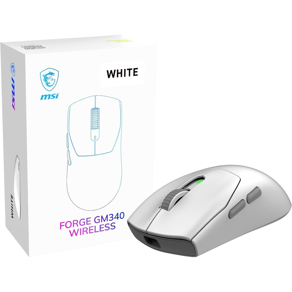 image:imagemsi Forge GM340 W Sky Gaming Mouse 12800 DPI 50M Clicks Micro Switch Optical Sensor Ergonomic Ambitextrous Hand Design RGB LightFORGE GM340 W WHITE