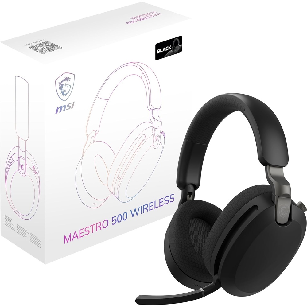image:imagemsi Maestro 500 W Black Gaming Headset  40mm Neodymium Drivers OmniDirectional Mic Noise Cancelling Lightweight Comfort Foldable Cross Platform Connectivity