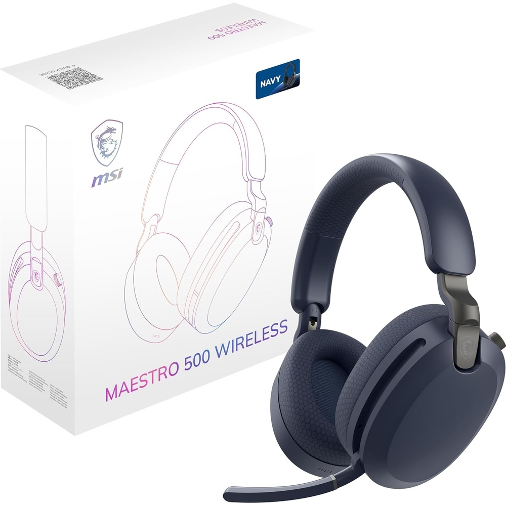 image:imagemsi Maestro 500 W Navy Gaming Headset  40mm Neodymium Drivers OmniDirectional Mic Noise Cancelling Lightweight Comfort Foldable Cross Platform Connectivity